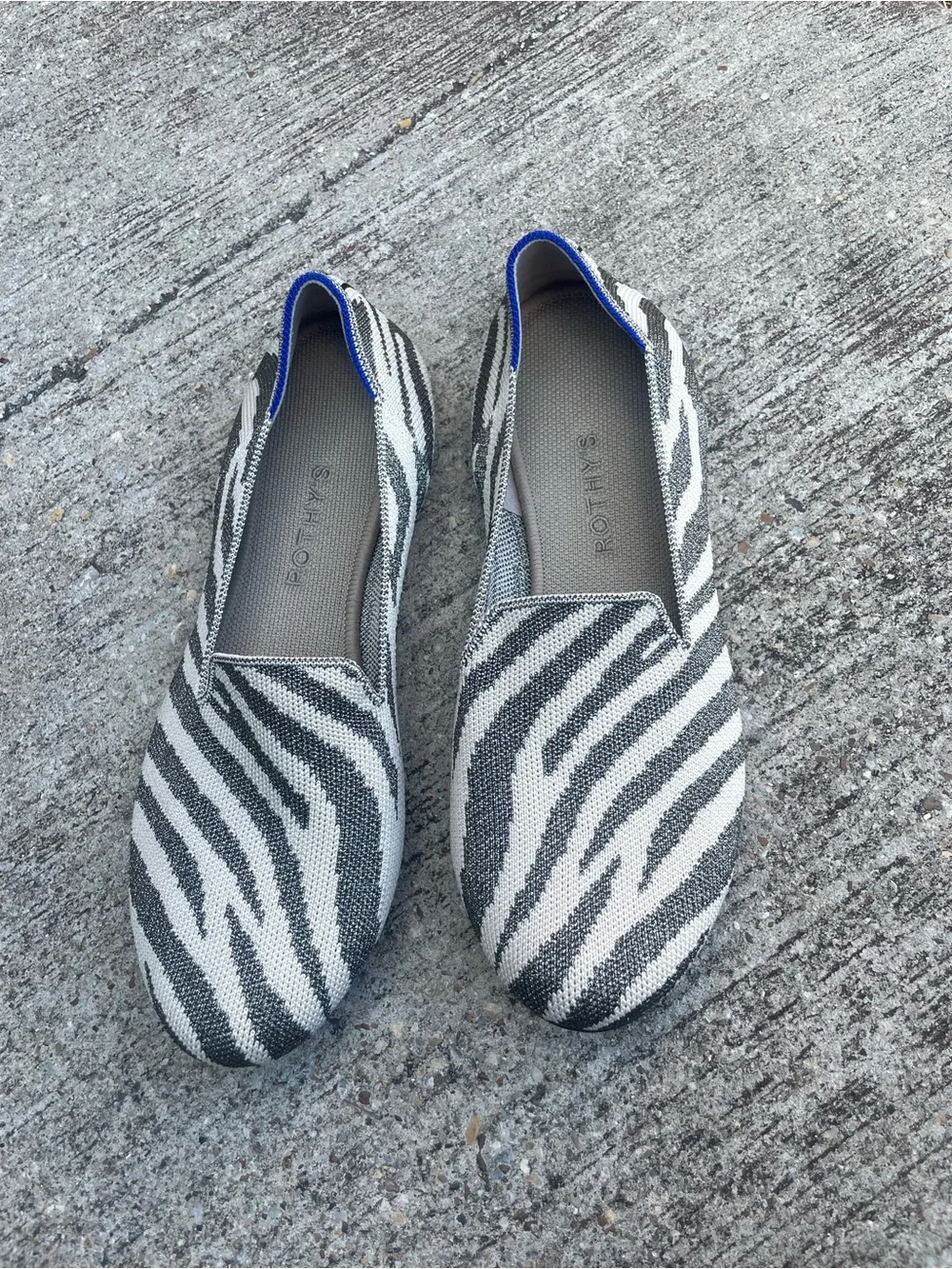 ROTHY'S Women’s Zebra-Print Slip-On Loafers - Shimmer Zebra